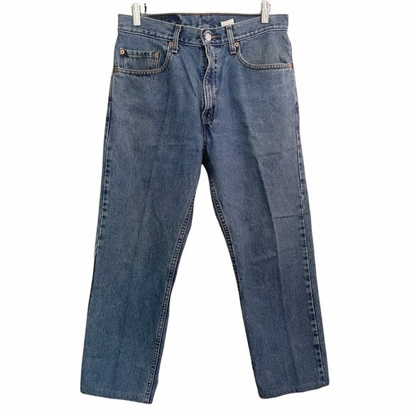 Levi's Vintage 505 Regular Fit Straight Leg Medium Wash Cropped Jeans Size 32 - Picture 1 of 8